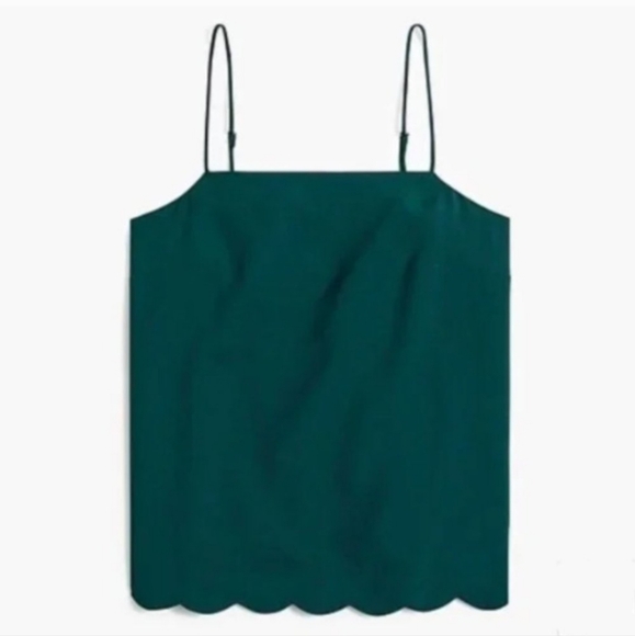 J. Crew Tops - J.Crew Green Scallop Sleeveless Tank Top Holiday Christmas NEW Size 2